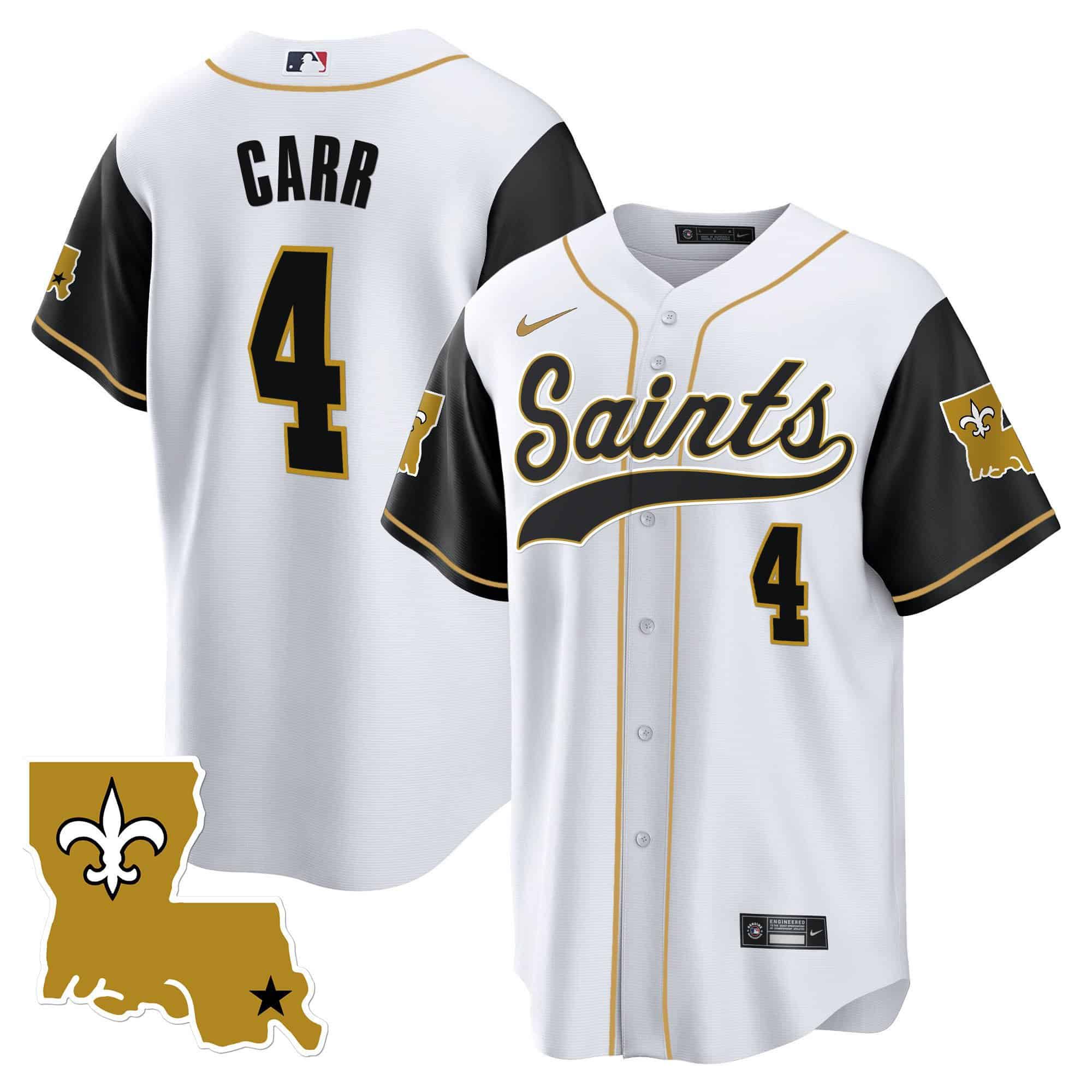 Men New Orleans Saints #4 Carr White 2024 Nike 1987 Legacy Cool Base NFL Jersey style 2
